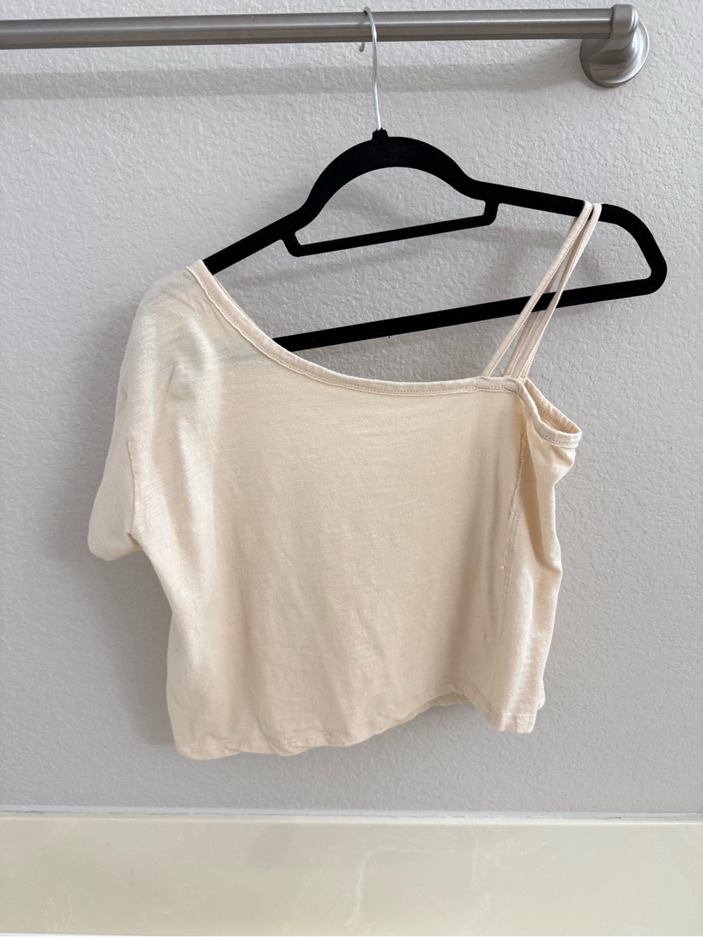 Asymmetrical One-Shoulder Cream Women's Top
